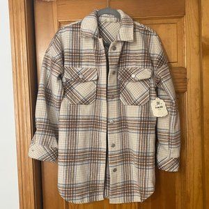 Altar'd State Camel/Blue Plaid Shacket - Brand New with Tags - Size XS